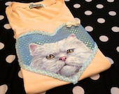 Peach Cat Applique Tee