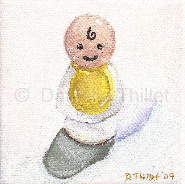 Little People Baby - Original Acrylic Miniature Painting