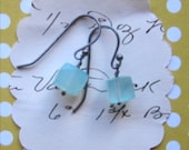 talita earrings - sterling silver earwires chalcedony cube