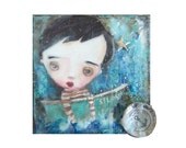 Original painting, Anchors Away, mixed media art