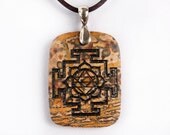 Yantra - Engraved Stone Pendant - Leopard Jasper
