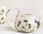 Hand Painted Ceramic Tea Set -  Thistles, Botanical Collection