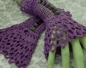 Fine Crochet Purple Violet Gothic Steampunk Victorian Mourning Noir NeoVictorian Vampire Halloween Lace Wrist Cuffs Vampire Wiccan
