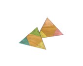 Geometric wooden hand painted triangle Navajo inspired Brooch