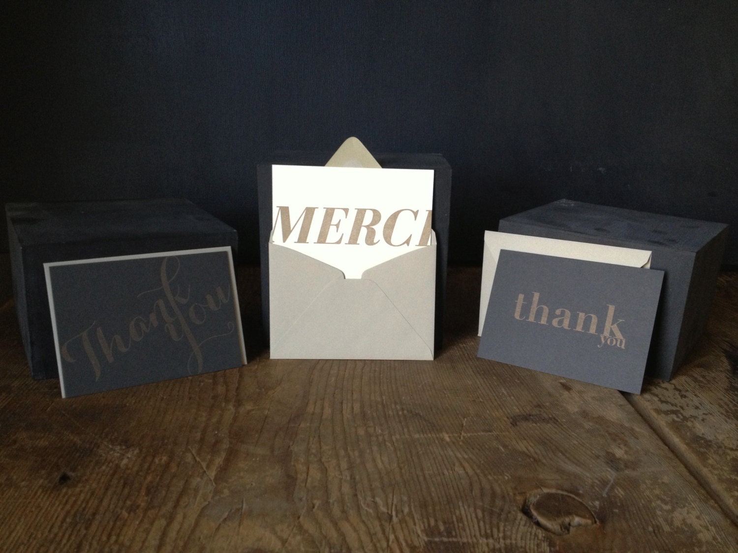Thank You: Letterpress Flat Cards & Envelopes Trio (6 ct)
