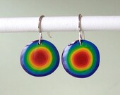 Earrings - Rainbow Circles polymer clay red inside