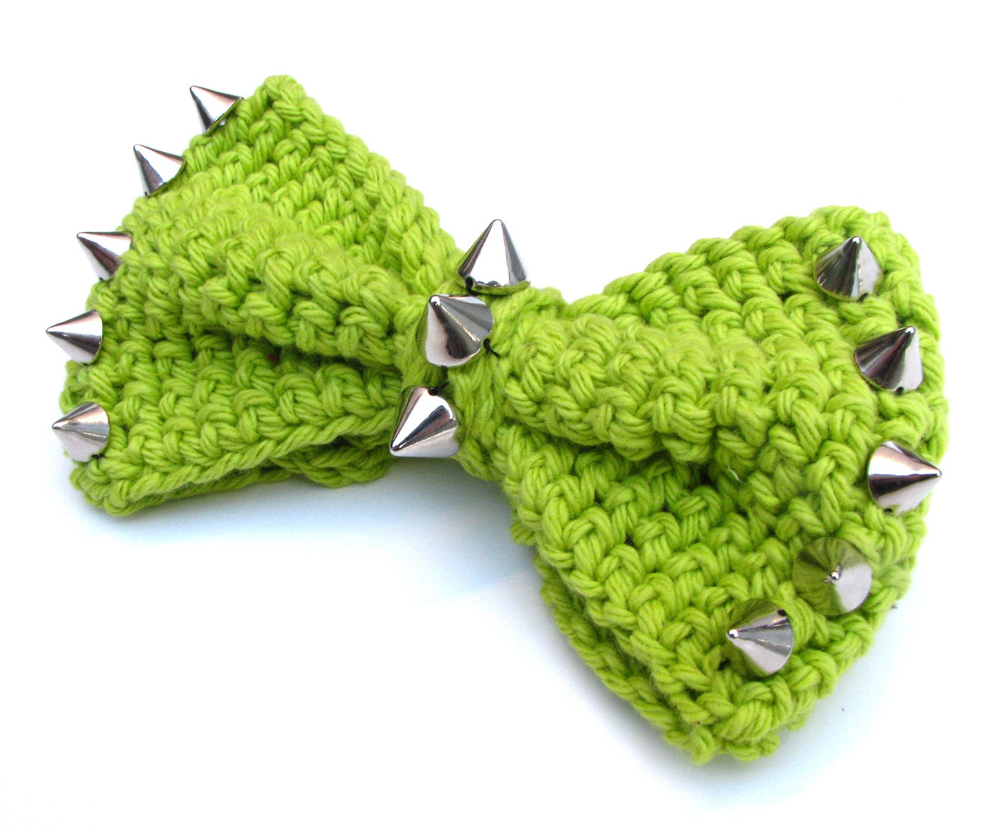 Spiked Crocheted Bow - Size MEDIUM - Hair Bow, Headband, Bow Tie, Adorableness