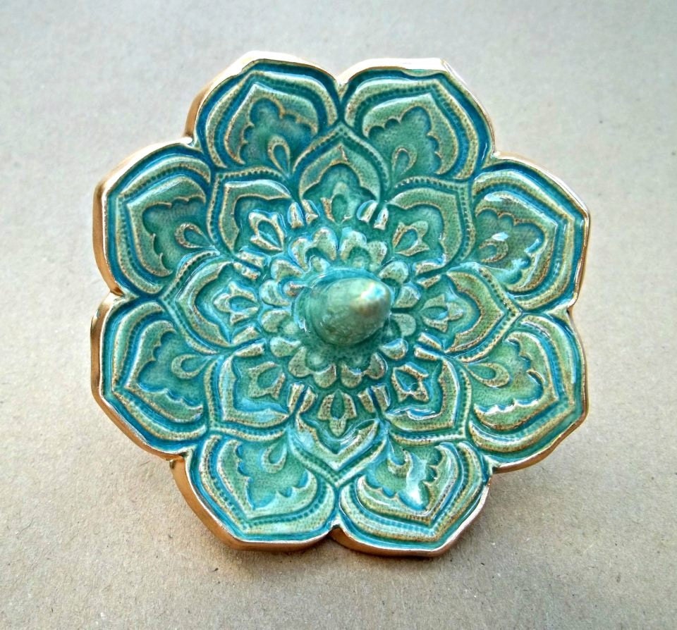 Sea Green Lotus Ring Holder Bowl