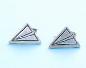PAPER AIRPLANE studs, eco-friendly silver earrings. Handcrafted by Chocolate and Steel