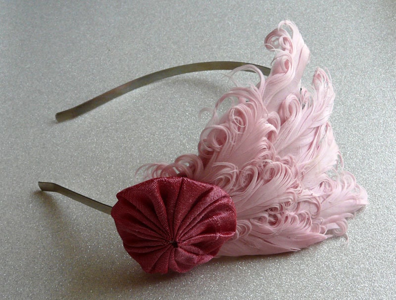 fancypants - feather and silk fascinator/headband (pink)