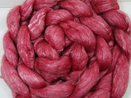 SALE Hand Dyed Merino Tencel Top Rose Petal Semi Solid Light Pastel Pink