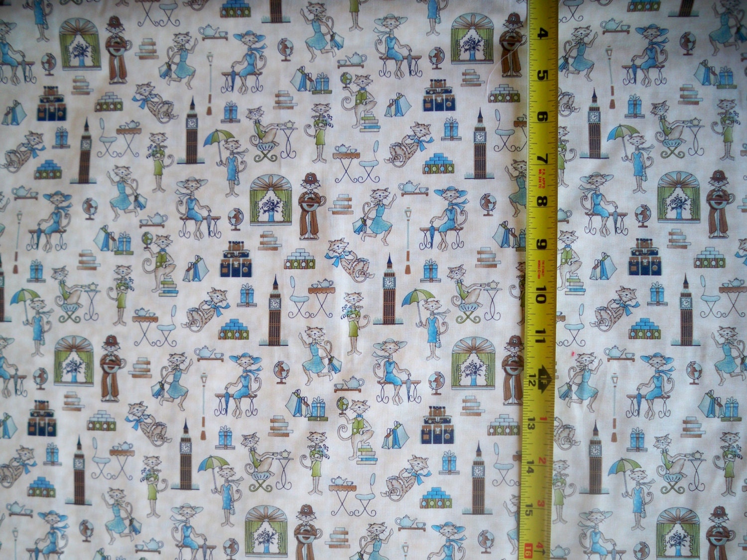 Fabric FQ or More        London Cats by Paws for thought for Benartex Inc