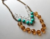 Bauble Statement Necklace, Customizable, Vintage Bib Necklace, 1960s Lucite Beads with Vintage Brass Chain, Handmade by Glamourpuss
