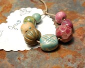 RESERVED for the lovely mlpalan / Purple Gem / Candy Tone Ceramic Gem Bead Set
