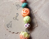 RESERVED for the lovely LisaluJewels / Candy Tulip / Garden Tone Ceramic Tulip Charm and Bead Set