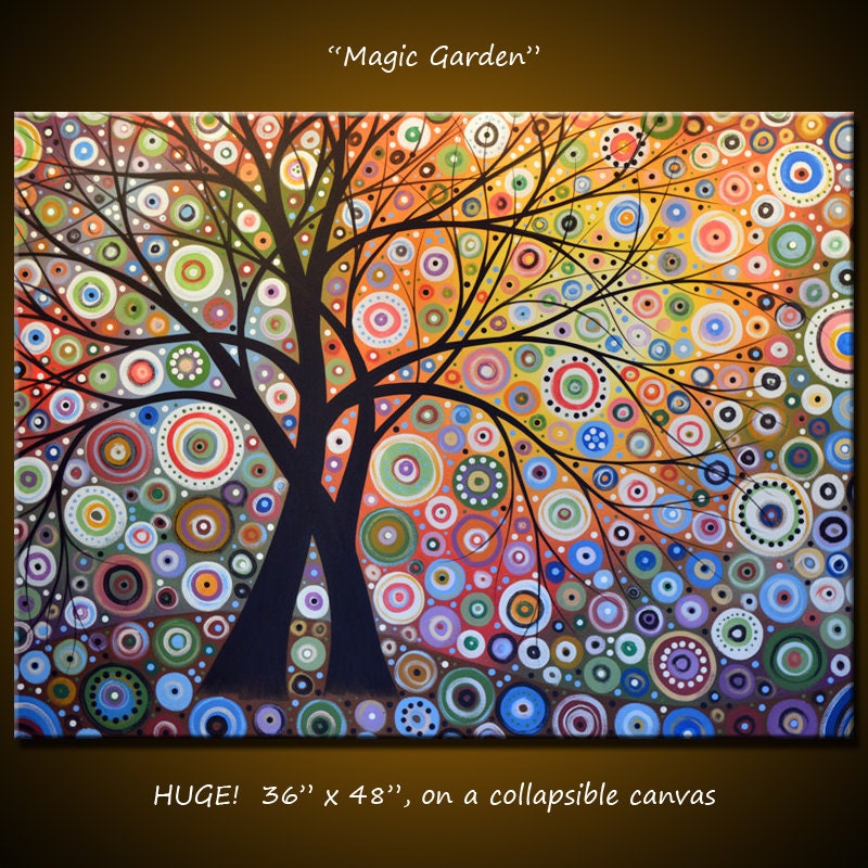 Amy Giacomelli Painting Modern Landscape "Magic Garden", 36" x 48" ... extra large canvas, free US shipping