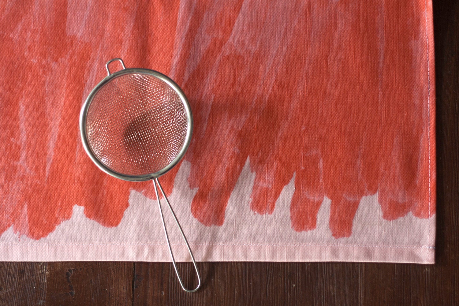 Watercolor Wash Linen / Cotton Tea Towel - Cranberry Sorbet