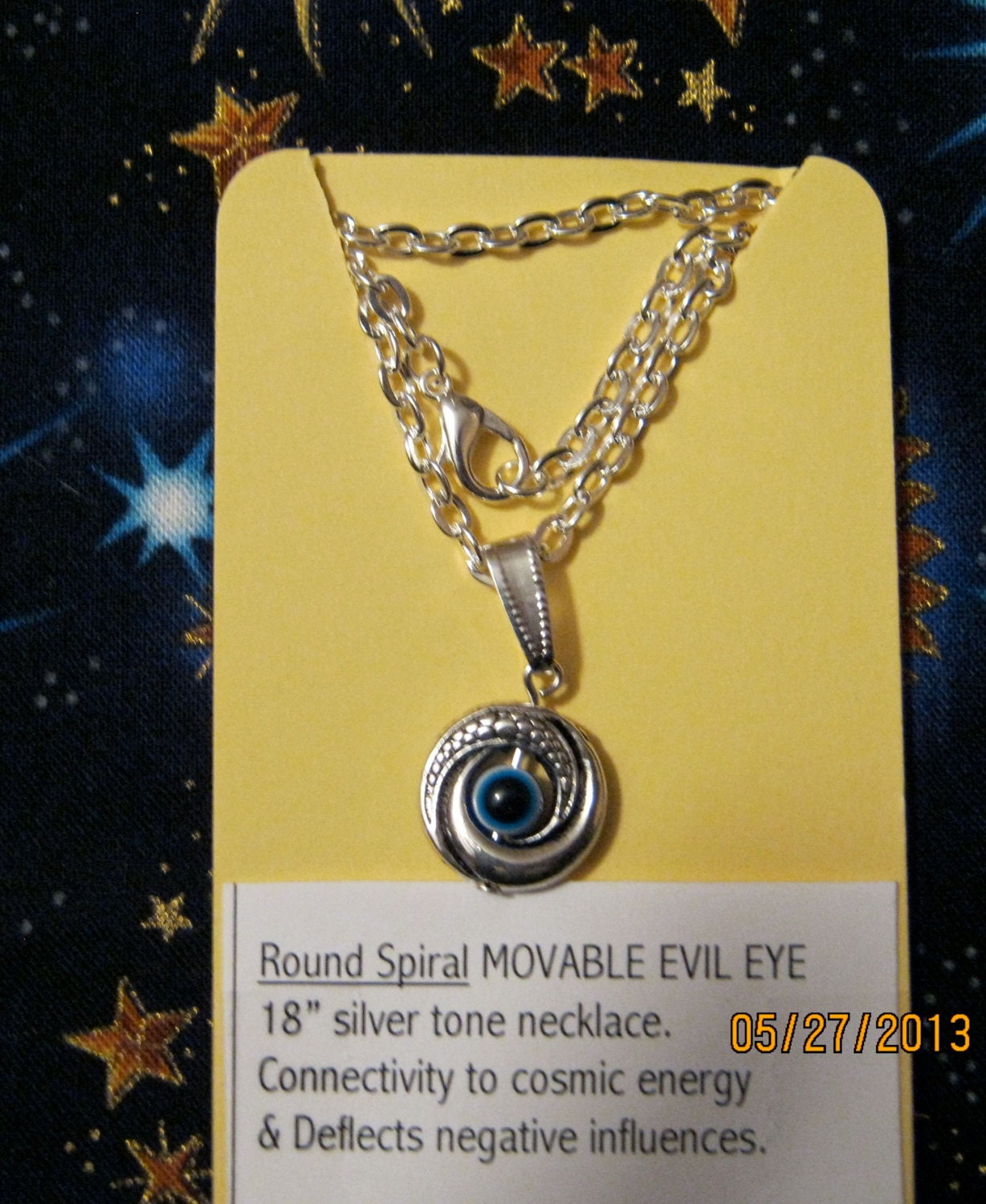 Stunning Evil Eye silver tone necklace
