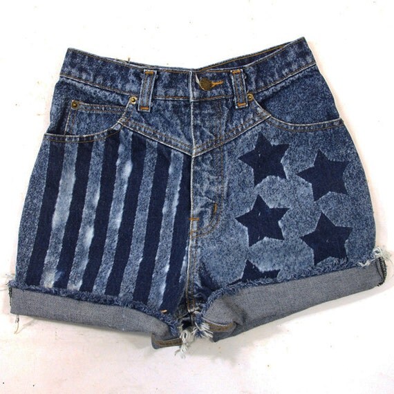 Stars & Stripes Cut Off Denim Shorts / Bleach Wash / Lee Jeans