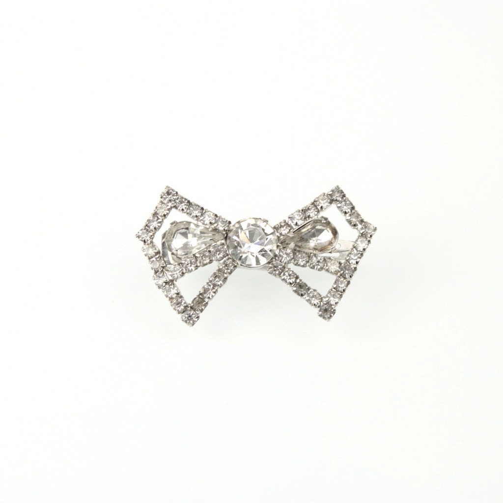 Rhinestone Bow Bridal Hair Clip Barrette