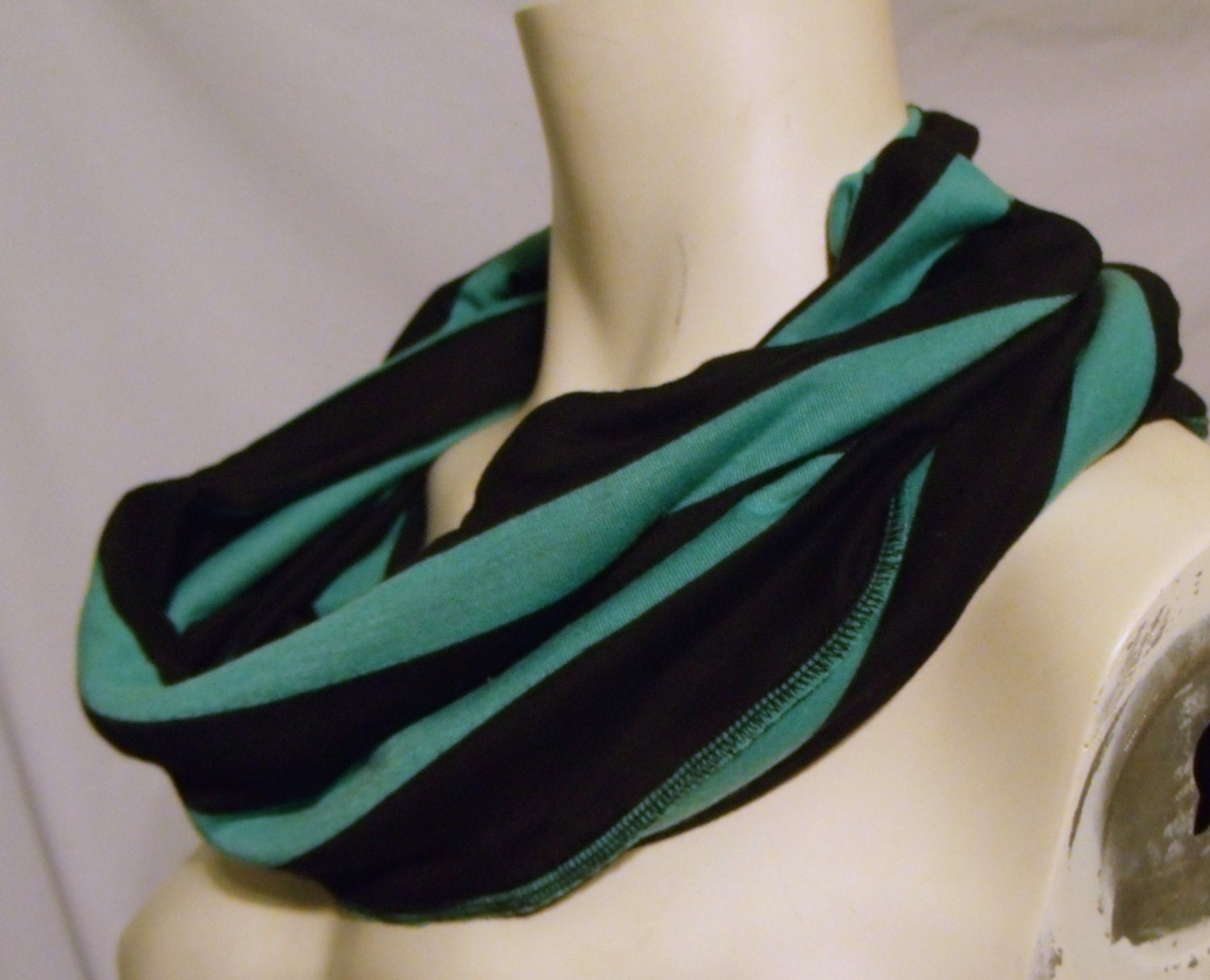 Infinity Scarf - Jersey Scarf - Loop Scarf - KMZ Eternity Wrap - Mint Black