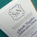 Monogram Frame letterpress wedding invitation - deep violet and slate - SAMPLE