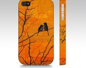 iPhone4 Case - Moment of Silence - cellphone cover orange sunset love birds landscape art romantic painting phone landscape Oladesign