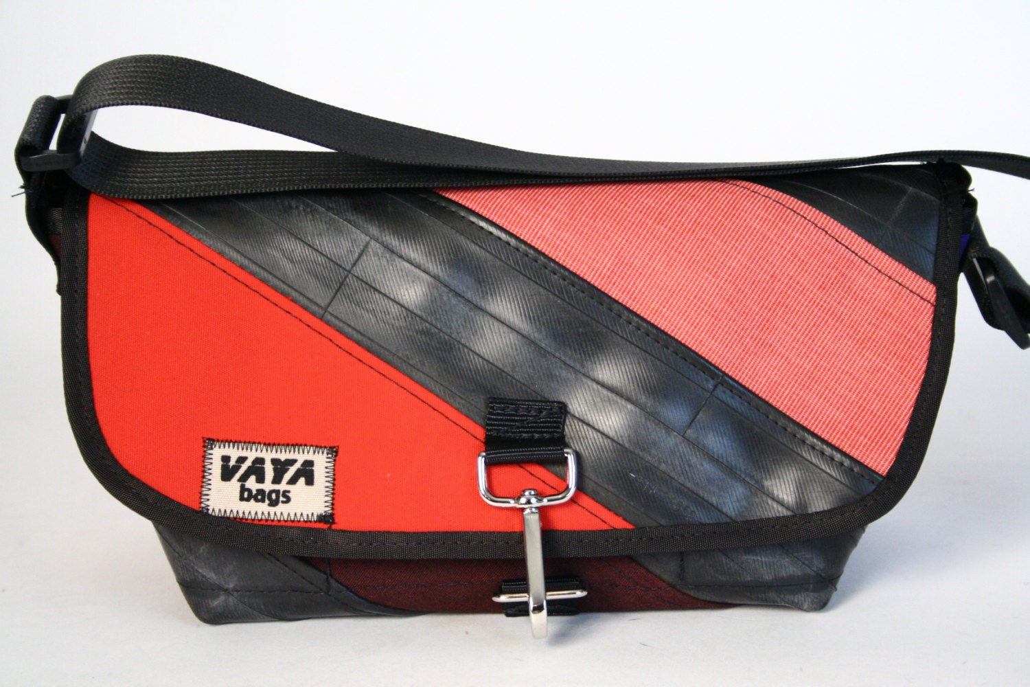 Recycled Bike Tube & Canvas Striped Purse