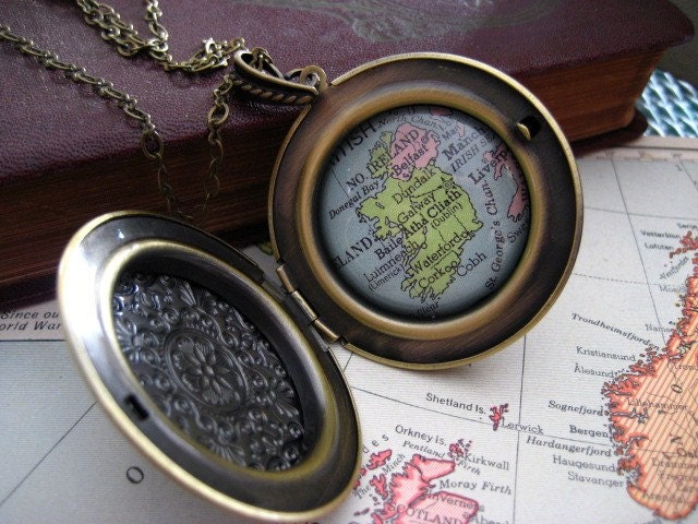 Map Locket  Necklace Ireland