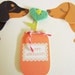 Teriyaki and BBQ the Dachshunds Dogs Happy Birthday Felt Ocean Blue Flower Blank Note Card with Envelope