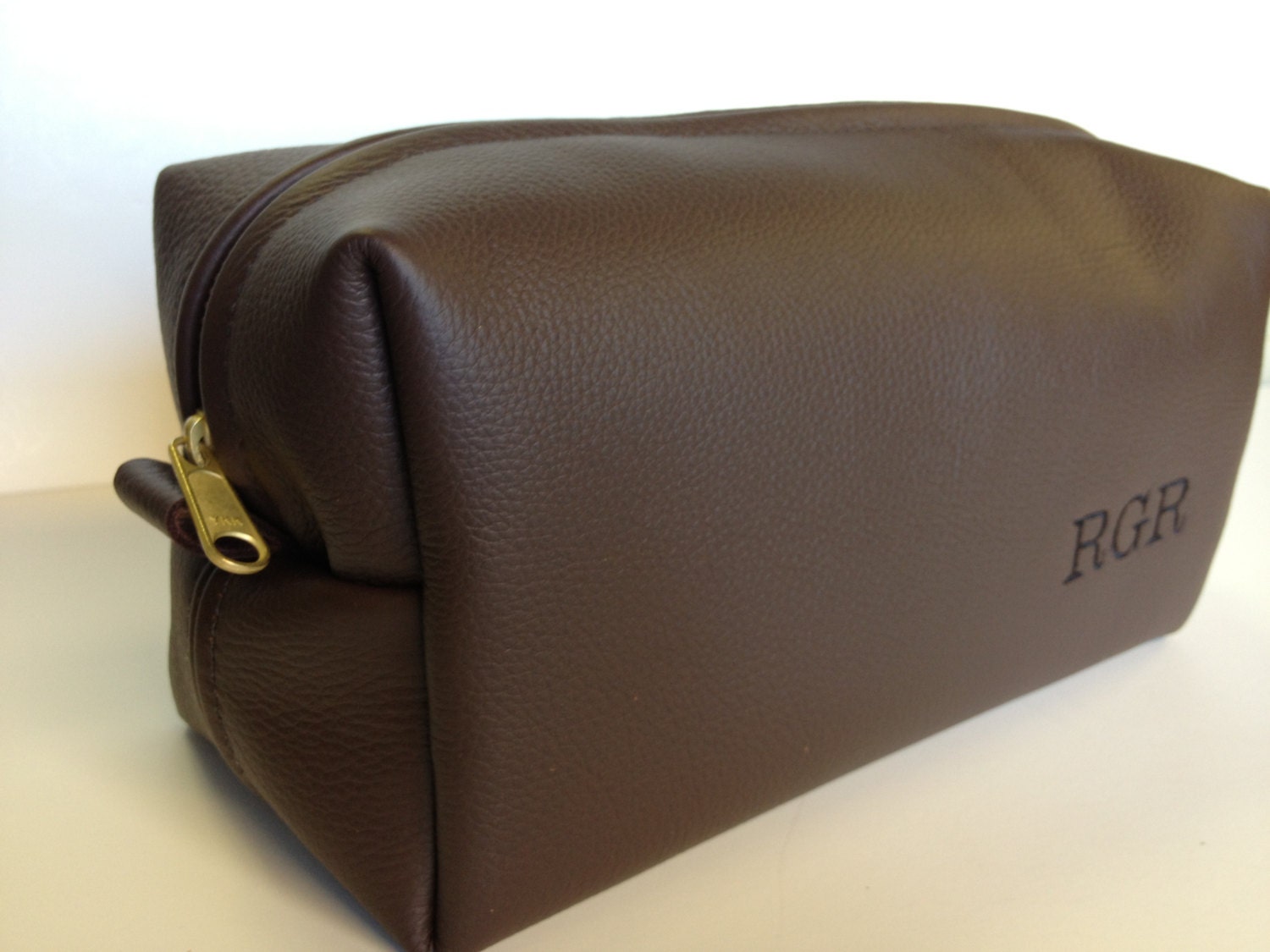 Groomsman Gift Personalized Dark Chocolate Leather LARGE HANDMADE Toiletry Case Bag for Wedding Party Groomsman Groomsmen Gifts