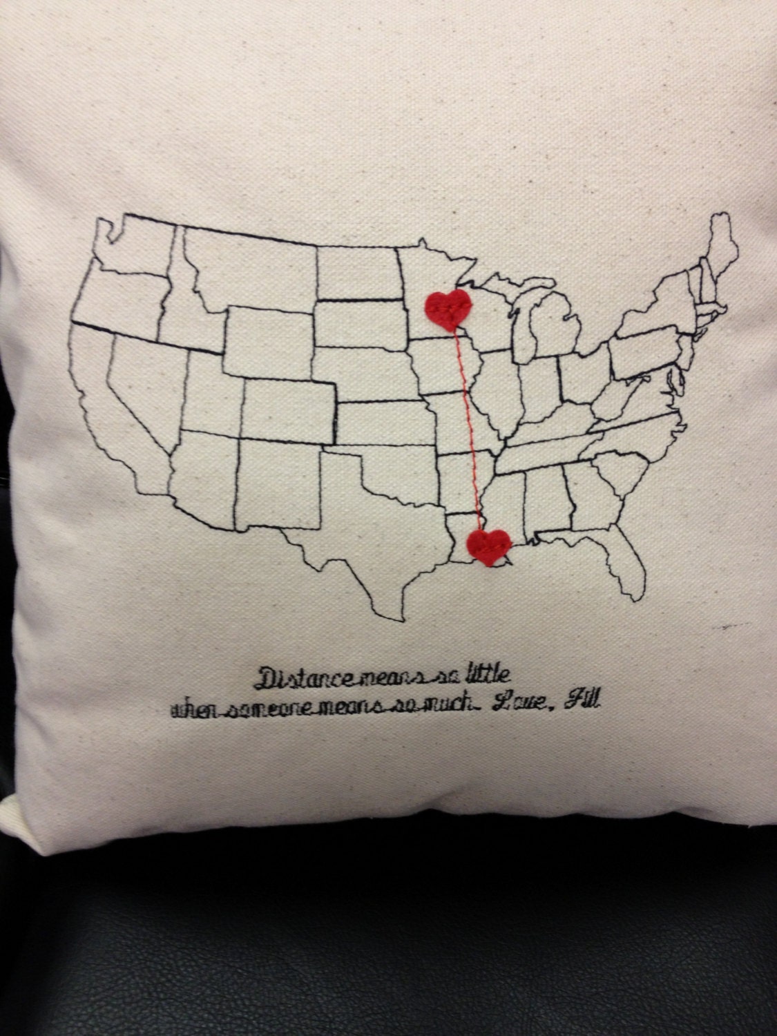 Personalized Gift Heart Strings Map Pillow