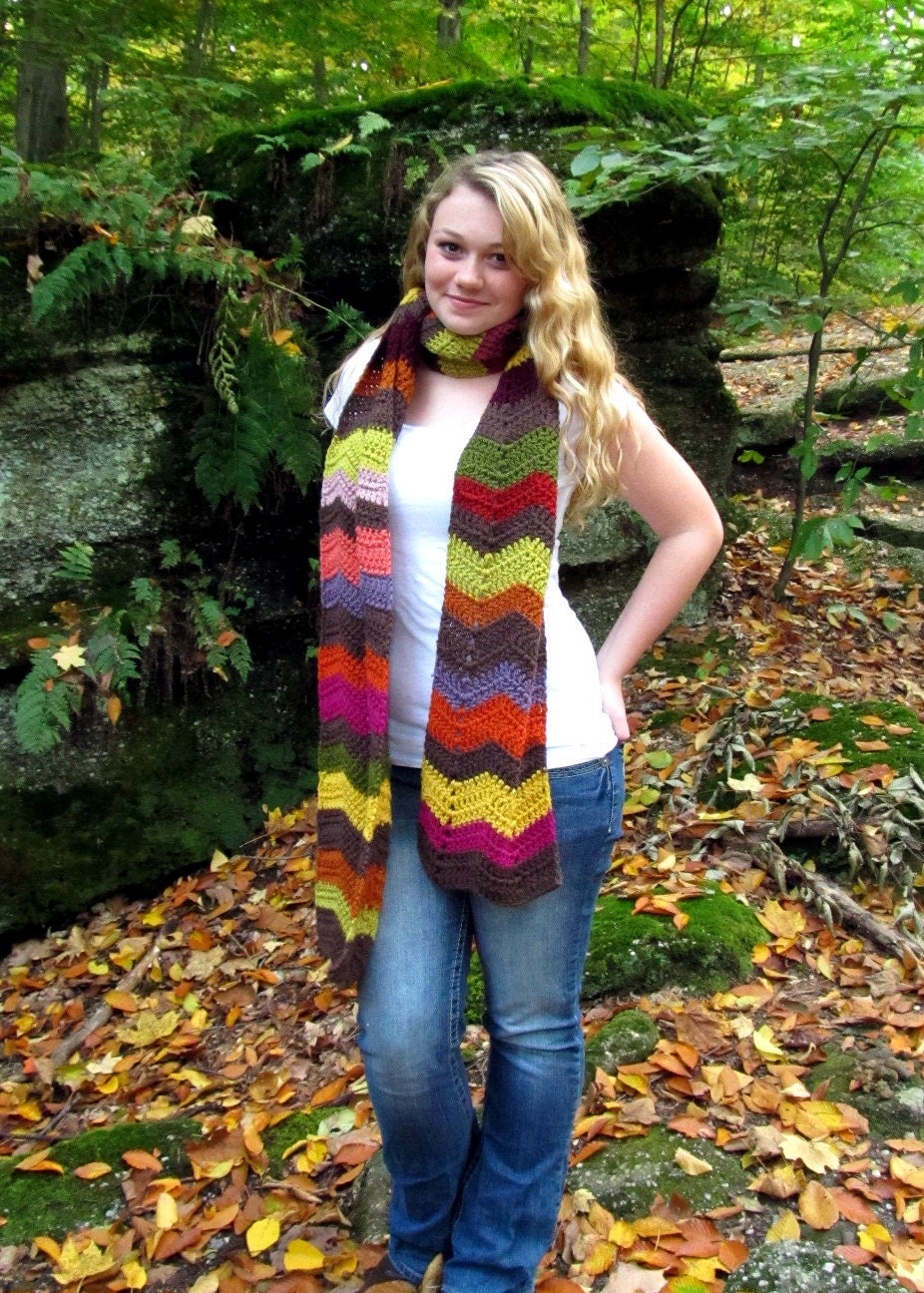 Crochet Pattern Zig Zag Chevron Scarf  PDF Digital Crochet Pattern