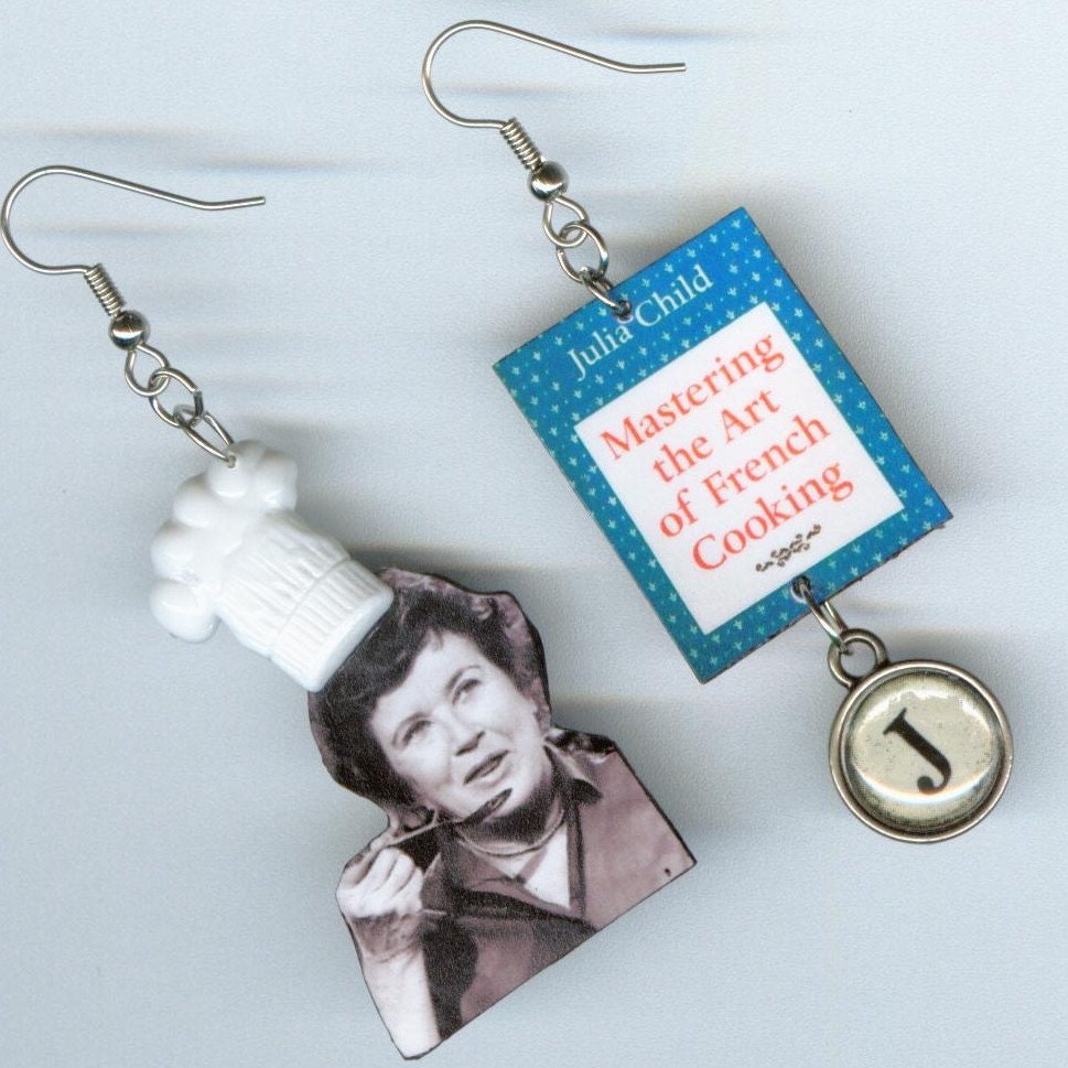 French Cooking Earrings Chef Hat Julia Child Cookbook