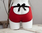 Classic "Peek-a-Boo" Panty - red cotton jersey panties with cute cut-out in the back - available in plus size & custom sizes
