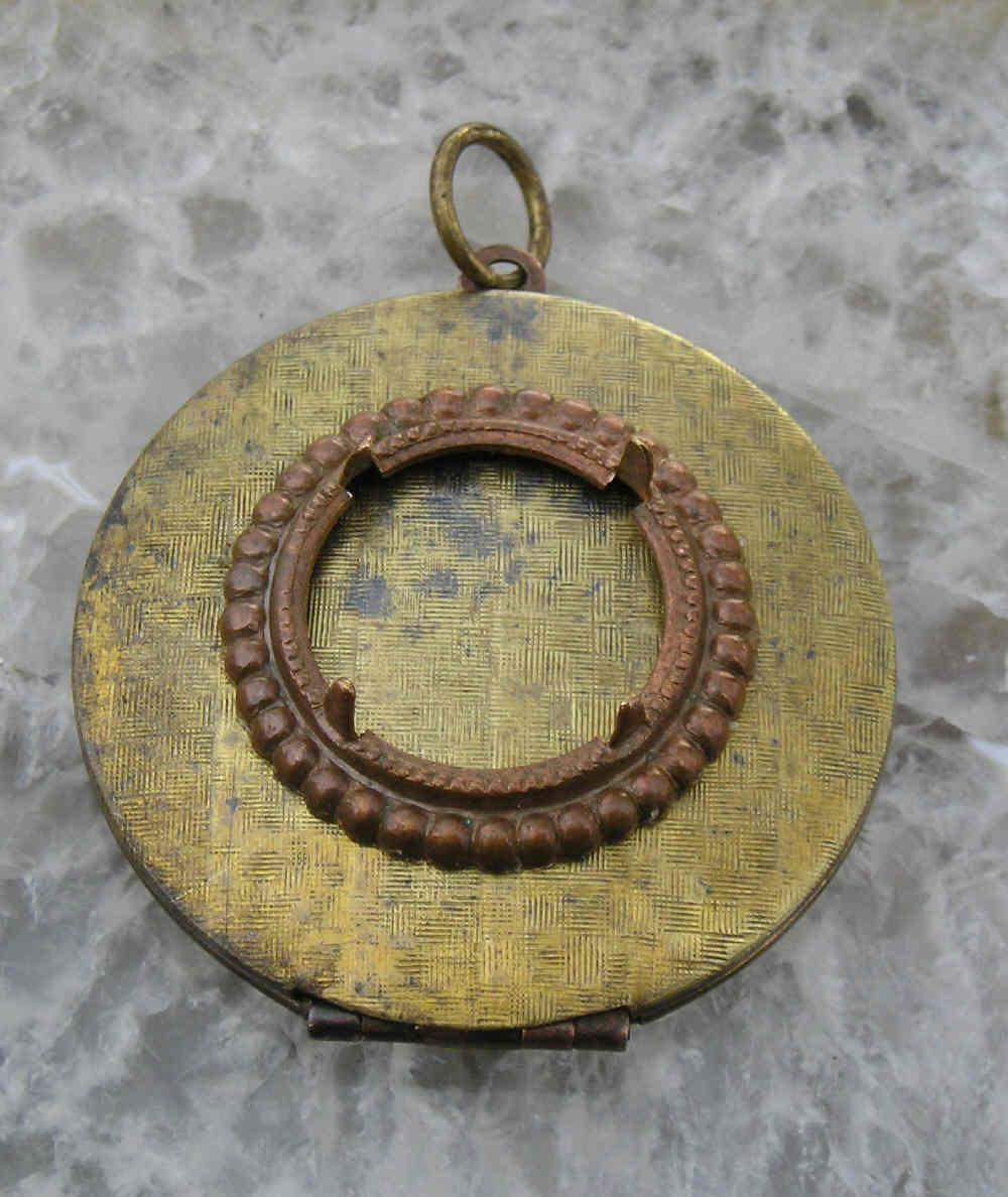 Lovely vintage Art Deco style brass locket to grace with a special stone or cabochon..