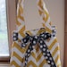 Pleated Handbag Purse Ipad Netbook Tote Yellow and White Chevron