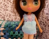 Blue and Lavender Emderoidered  Dress (Petite, LPS)