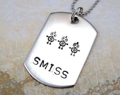 Robot Army Hand Stamped Personalized Name Necklace In Choice of Metals