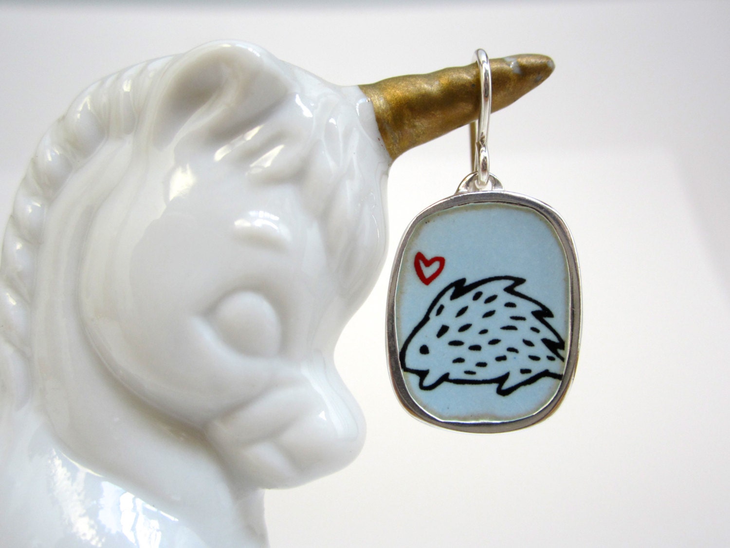 Hedgie Enamel and Sterling SIlver Earrings