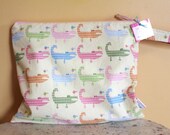 Wet Bag wetbag Diaper Bag - ALLIGATOR ICKY Bag by PETUNIAS - swim cloth diaper accessories zipper shower gift newborn baby child kids summer