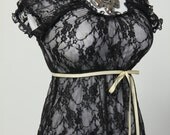 Size Large Black Lace Blouse - Fits Bust Measurement of 46 to 52 inches