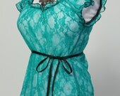Size Medium Teal Lace Blouse - Fits Bust Measurement of 39 to 45 inches