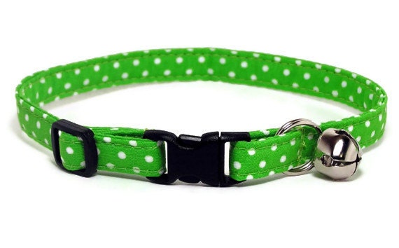Cat Collar - Lime with Polka Dots