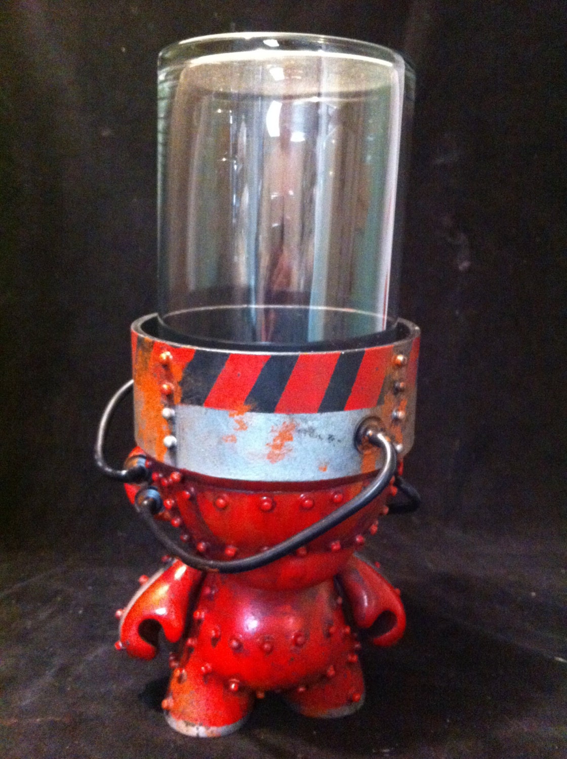 Industrial Red GrowBot Terrarium Custom  Munny Kidrobot Urban Vinyl Art toy  Dunny Mech DIY