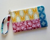 Wristlet Purse Zipper Pouch Clutch Quilted Patchwork