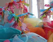 Set of Six Whimsy Wendy Birthday Goodie Buckets with Removable Tulle Tutu Skirt and Fabric Ribbon Handle Il_170x135