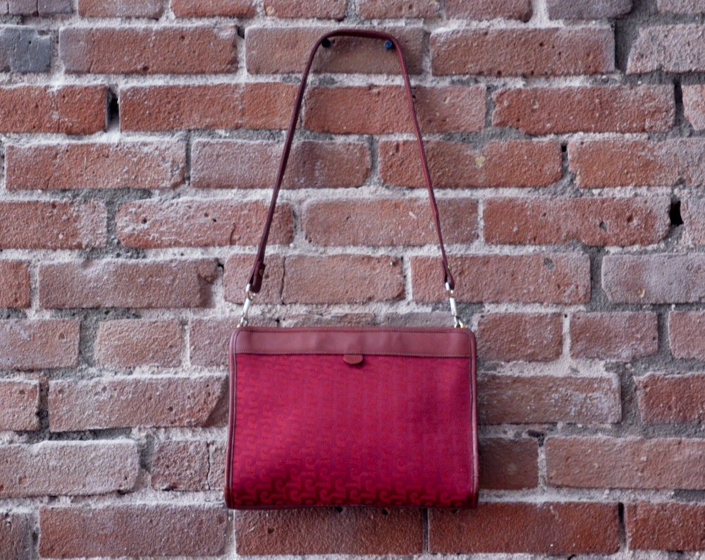 60s mod red PIERRE CARDIN logo purse clutch