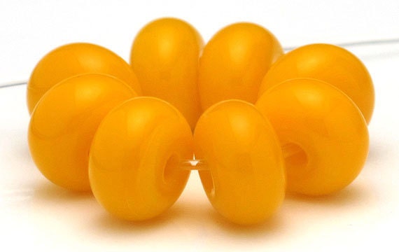 Handmade Lampwork Spacer Beads Yellow Mango SRA