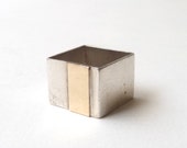 Modernist Sterling Silver Square Ring with 14k Gold